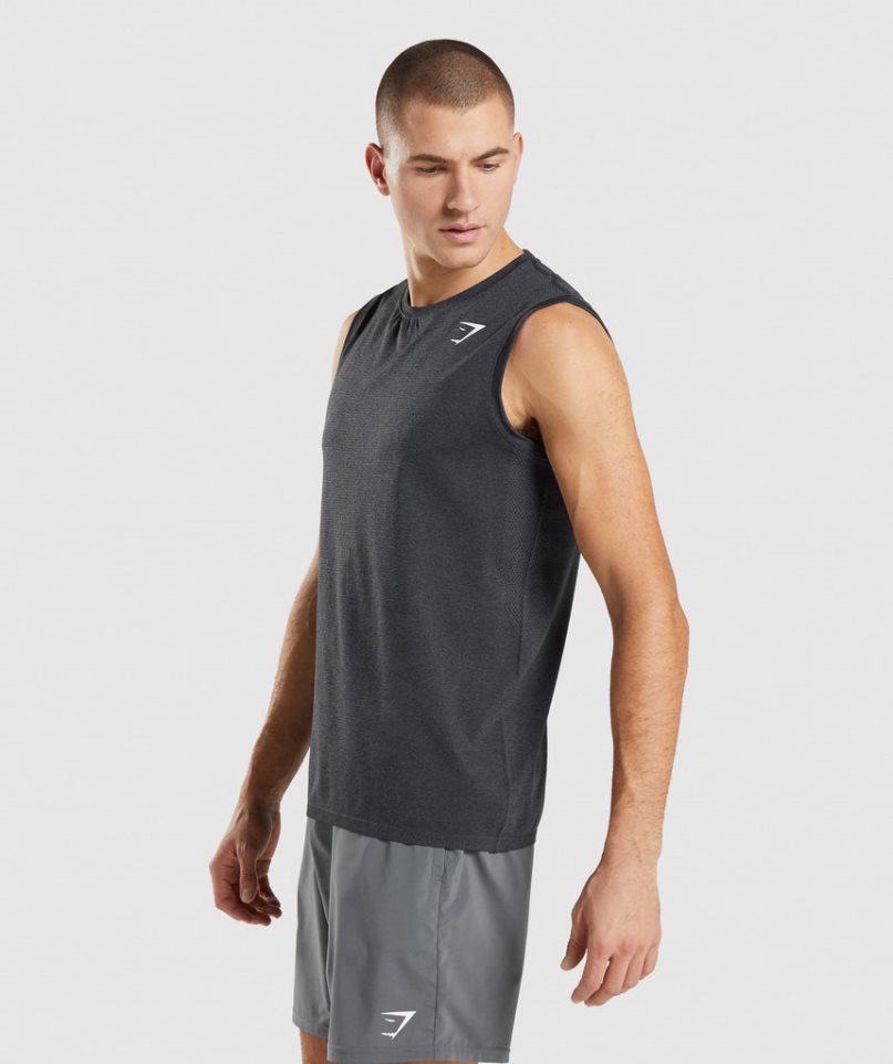 Men's Gymshark Arrival Seamless Tanks Black | NZ 1JNPCA